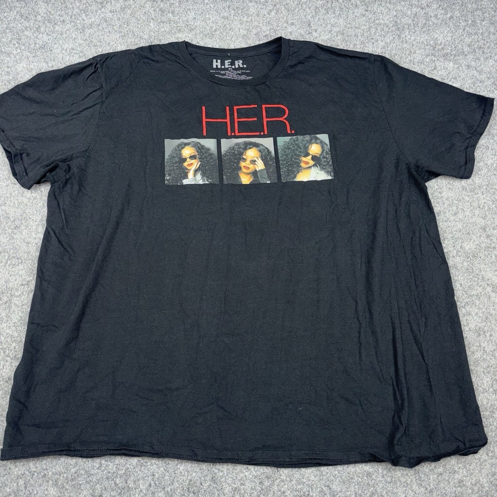 H.E.R. Tour T Shirt Womens 3X Back Of My Mind Concert Graphic Black Tee Y2K Band